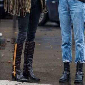Chloe Brown and Tan Heeled Boots
